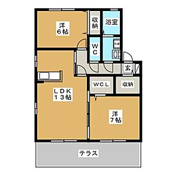 サニーサイト2 2LDKの間取図画像