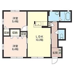 ブランフルール 2LDKの間取図画像