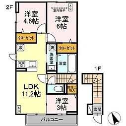 ジェルベーラ 3LDKの間取図画像