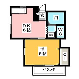 由比ガ浜コートハウス2 1DKの間取図画像