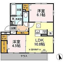 ジェルベーラ湘南 2LDKの間取図画像