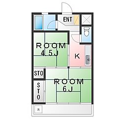 伊澤ビル 2Kの間取図画像