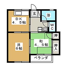 エンゼルハイツA 2DKの間取図画像