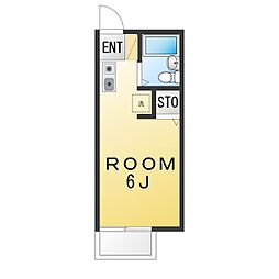 第2山ノ手ハイム ワンルームの間取図画像