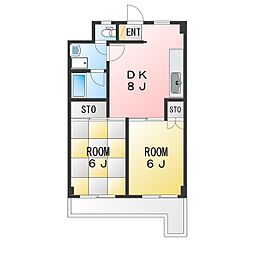 エクセレンス洋光台 2DKの間取図画像