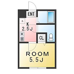 アパート 1Kの間取図画像