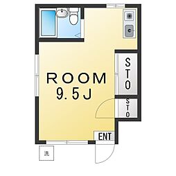 アロフト寛西 ワンルームの間取図画像