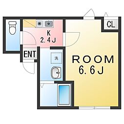 グランハイム横濱南 1Kの間取図画像