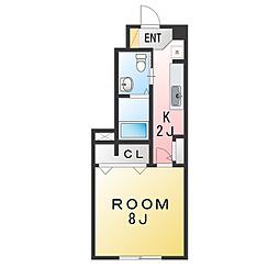 アゴラ藤湯 1Kの間取図画像