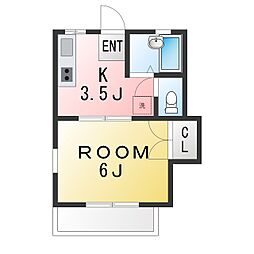 ビューバレー 1Kの間取図画像