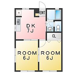 ハイム悠 2DKの間取図画像