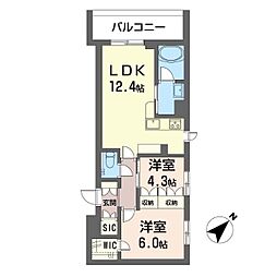 アリコルージュ 2LDKの間取図画像