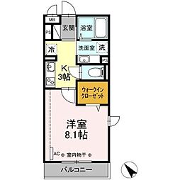 クレインリング丸山台 1Kの間取図画像