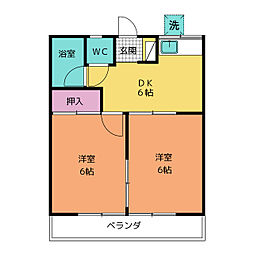 第1グリーンハイツ 2DKの間取図画像