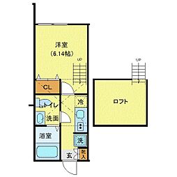 横浜市緑区鴨居3丁目アパート 1Kの間取図画像