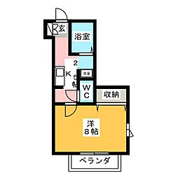 エスポワール 1Kの間取図画像
