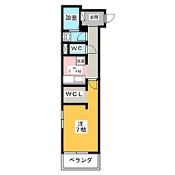 グランドゥール2 1Kの間取図画像
