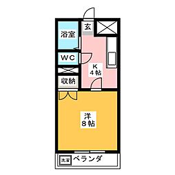 ユニオンハイツ 1Kの間取図画像