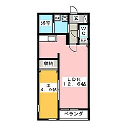 オーチャード・アパートメントB棟 1LDKの間取図画像