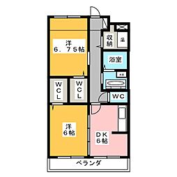 Kコート・セレーナ 2DKの間取図画像