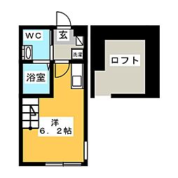 ハーミットクラブハウスAlesia長津田 ワンルームの間取図画像
