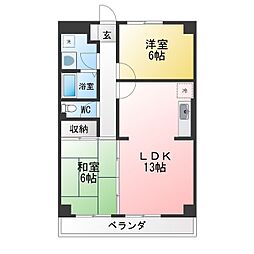 宮の下マンション 2LDKの間取図画像