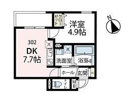 ヴィラシリウス 1DKの間取図画像
