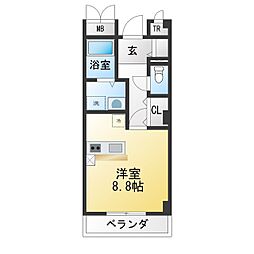ラウレール ワンルームの間取図画像