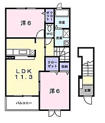 カトレア 2LDKの間取図画像