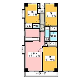 グレース代官4 3LDKの間取図画像