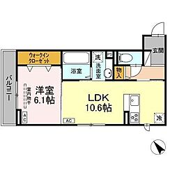 Viola Court 1LDKの間取図画像