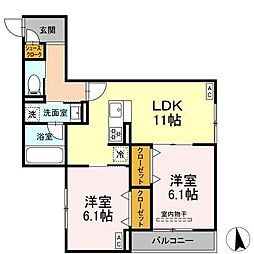 スリジエ 2LDKの間取図画像