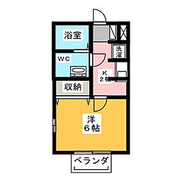 シエルクレール 1Kの間取図画像