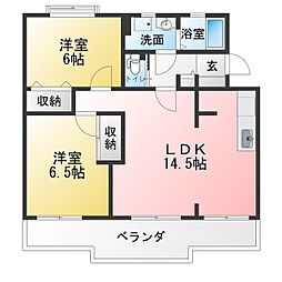 つづきの丘レジデンス弐番館 2LDKの間取図画像