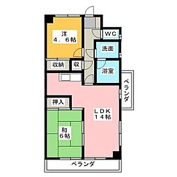 グリーンキャッスル市ヶ尾 2LDKの間取図画像