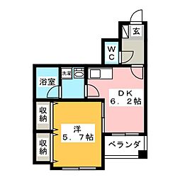 ラフィーネ港北 1DKの間取図画像