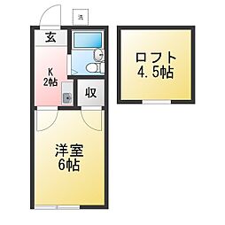 サンハイツ山下 1Kの間取図画像