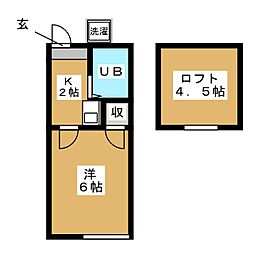 サンハイツ山下 1Kの間取図画像