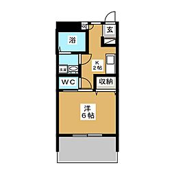 ライフモリ2号館 1階1Kの間取り