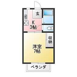 加藤ハイツ 1Kの間取図画像