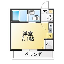 ヴィラディアス横浜IV ワンルームの間取図画像
