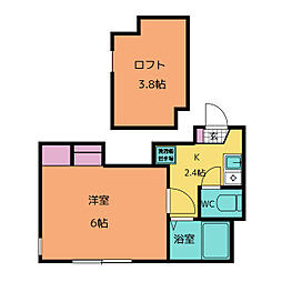 プラムハイツ 1Kの間取図画像