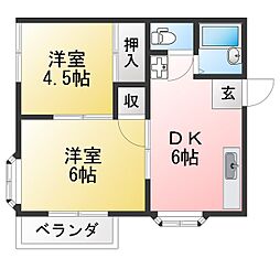 ザ・ストリーム 2DKの間取図画像