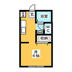 ノイハウスB ワンルームの間取図画像