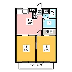 グランローゼ御仲井 2DKの間取図画像