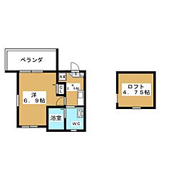 アストル金沢八景 1Kの間取図画像