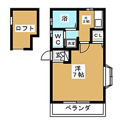 マーメゾン 1Kの間取図画像