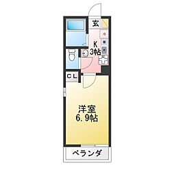 グランルーチェ金沢八景 1Kの間取図画像