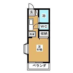 アムール壱番館 ワンルームの間取図画像