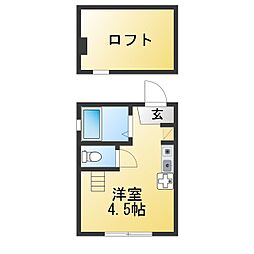 ヒルズ片吹 ワンルームの間取図画像